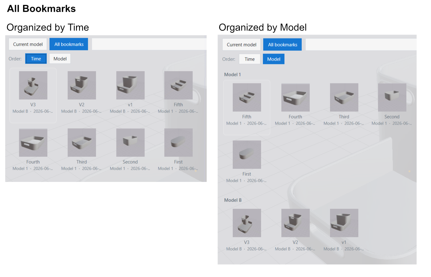 Bookmark catalog — all models view